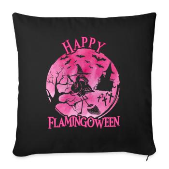 Flamingoween Flamingo avec balai - Housse de coussin décorative 45 x 45 cm - noir - Devant