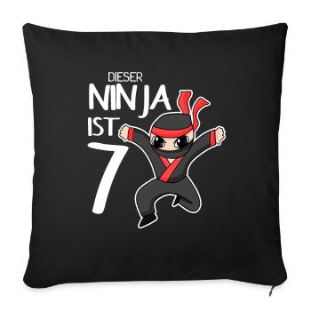7 Jahre Junge Ninja - 7 Geburtstag - Ich bin 7 - Sofakissenbezug 45 x 45 cm - Schwarz - Vorne