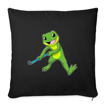 Crosse de hockey sur gazon Frog - Housse de coussin décorative 45 x 45 cm - noir - Devant