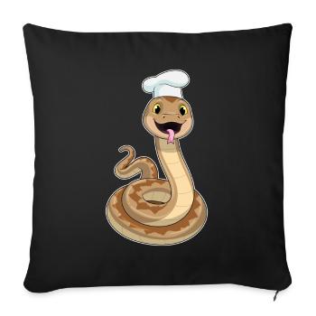 Cuisinière Chef Serpent Cuisson du Chapeau - Housse de coussin décorative 45 x 45 cm - noir - Devant