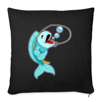 Pêcheur pêcheur à la canne à pêche - Housse de coussin décorative 45 x 45 cm - noir - Devant
