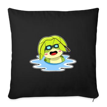 Frosch Sonnenbaden - Sofakissenbezug 45 x 45 cm - Schwarz - Vorne