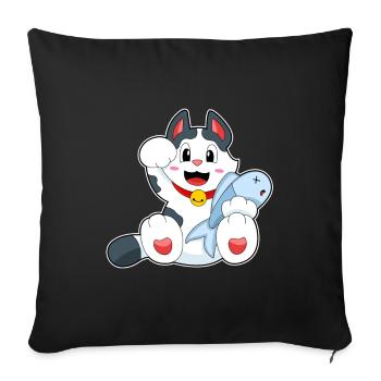 Cat Fish - Sofa pillowcase 17,3'' x 17,3'' (45 x 45 cm) - black - Front