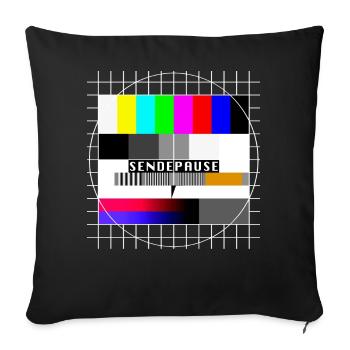 Testbild Sendepause 80er 90er Jahre Party Kostüm - Sofakissenbezug 45 x 45 cm - Schwarz - Vorne