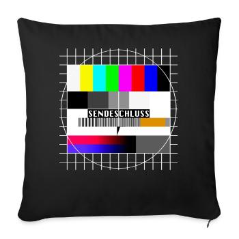 Testbild Sendeschluss 80er 90er Jahre Party Kostüm - Sofakissenbezug 45 x 45 cm - Schwarz - Vorne