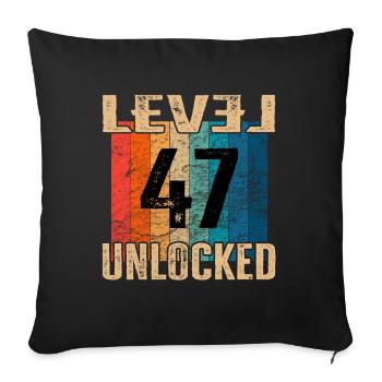 Anniversaire Joyeux anniversaire Niveau débloqué 47 ans - Housse de coussin décorative 45 x 45 cm - noir - Devant