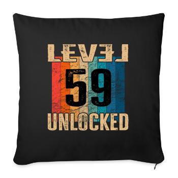 Anniversaire Joyeux anniversaire Niveau débloqué 59 ans - Housse de coussin décorative 45 x 45 cm - noir - Devant