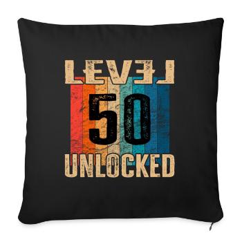 Birthday Happy Birthday Level Unlocked 50 years - Sofa pillowcase 17,3'' x 17,3'' (45 x 45 cm) - black - Front