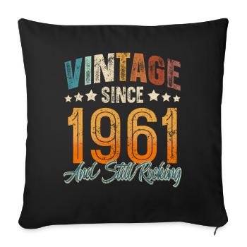 1961 Year of birth Birthday Year of construction Vintage - Sofa pillowcase 17,3'' x 17,3'' (45 x 45 cm) - black - Front