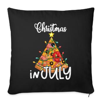 Pizza Christmas in July - Sofa pillowcase 17,3'' x 17,3'' (45 x 45 cm) - black - Front