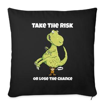 Prenez le risque Paresseux I Dinosaure I Dino T-Rex - Housse de coussin décorative 45 x 45 cm - noir - Devant
