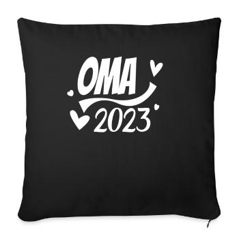 Oma 2023 - Werdende Oma 2023 - Sofakissenbezug 45 x 45 cm - Schwarz - Vorne