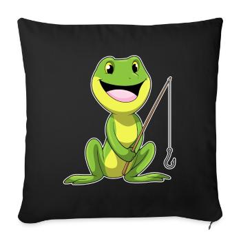 Frog Angler Fishing Rod Fishing Rod - Sofa pillowcase 17,3'' x 17,3'' (45 x 45 cm) - black - Front