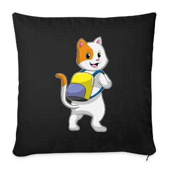 Chat en tant que randonneur avec sac à dos - Housse de coussin décorative 45 x 45 cm - noir - Devant