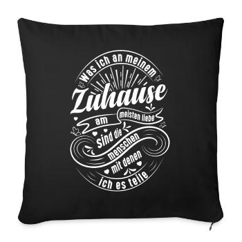 Ce que j’aime le plus dans ma maison, c’est... - Housse de coussin décorative 45 x 45 cm - noir - Devant