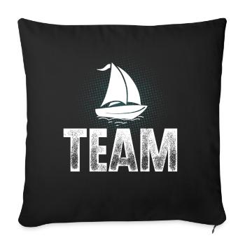 Voilier Voilier Voilier Équipage de l’équipe de voiliers - Housse de coussin décorative 45 x 45 cm - noir - Devant