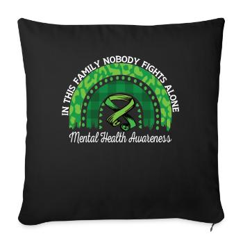 Mental Health Awareness Rainbow Green - Sofa pillowcase 17,3'' x 17,3'' (45 x 45 cm) - black - Front