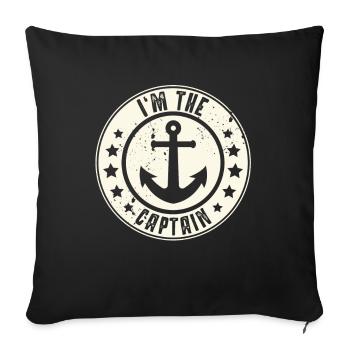 Capitaine Voilier Bateau à moteur Bateau Marin Ancre - Housse de coussin décorative 45 x 45 cm - noir - Devant