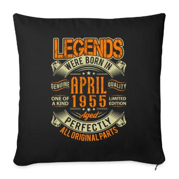 1955 Avril Anniversaire Légende - Housse de coussin décorative 45 x 45 cm - noir - Devant
