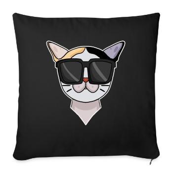 Japanese Bobtail Cat with Sunglasses - Sofa pillowcase 17,3'' x 17,3'' (45 x 45 cm) - black - Front