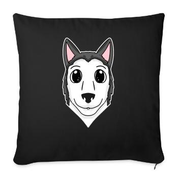 Propriétaire de chien de tête de husky sibérien - Housse de coussin décorative 45 x 45 cm - noir - Devant