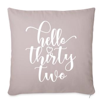 Bonjour Trente-deux Mignon anniversaire de 32 ans - Housse de coussin décorative 45 x 45 cm - taupe clair - Devant