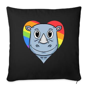 Rhino Lgbt Rainbow Colors - Sofa pillowcase 17,3'' x 17,3'' (45 x 45 cm) - black - Front