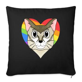 Chat Singapura - Rainbow Heart - Housse de coussin décorative 45 x 45 cm - noir - Devant
