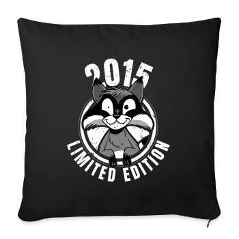Édition limitée 2015 Crazy Raccoon Raccoon - Housse de coussin décorative 45 x 45 cm - noir - Devant