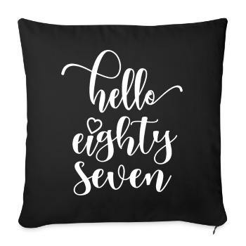 Bonjour Eighty Seven Mignon anniversaire de 87 ans - Housse de coussin décorative 45 x 45 cm - noir - Devant