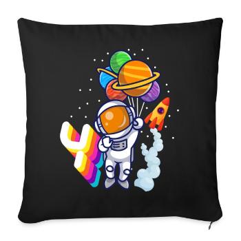 Astronaut 4th Birthday Space Boy Gift - Sofa pillowcase 17,3'' x 17,3'' (45 x 45 cm) - black - Front