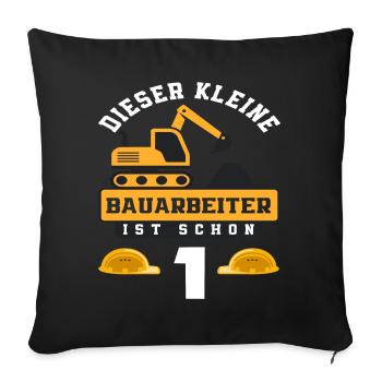 Construction Worker 1st Birthday Excavator Boys Gift - Sofa pillowcase 17,3'' x 17,3'' (45 x 45 cm) - black - Front