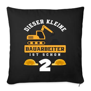 Construction Worker 2nd Birthday Excavator Boys Gift - Sofa pillowcase 17,3'' x 17,3'' (45 x 45 cm) - black - Front