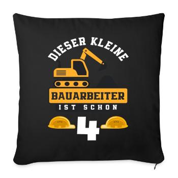 Construction Worker 4th Birthday Excavator Boys Gift - Sofa pillowcase 17,3'' x 17,3'' (45 x 45 cm) - black - Front