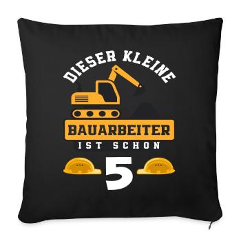 Construction Worker 5th Birthday Excavator Boys Gift - Sofa pillowcase 17,3'' x 17,3'' (45 x 45 cm) - black - Front