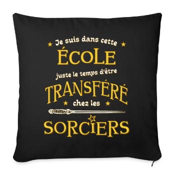 Cadeau rentrée cp ou maternelle maître d'école - Housse de coussin décorative 45 x 45 cm - noir - Devant
