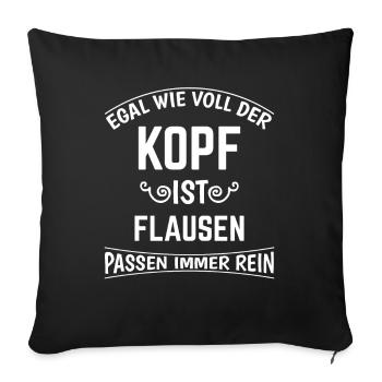 Lustige Sprüche Shirt für Kinder Funshirt FLAUSEN - Sofakissenbezug 45 x 45 cm - Schwarz - Vorne