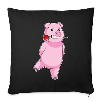 Pig Rose - Sofa pillowcase 17,3'' x 17,3'' (45 x 45 cm) - black - Front