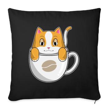 Cat Coffee Mug - Sofa pillowcase 17,3'' x 17,3'' (45 x 45 cm) - black - Front