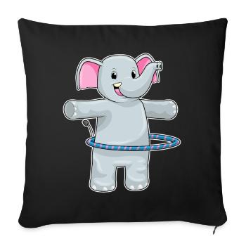 Elephant Fitness Hoop Workout Gymnastics - Sofa pillowcase 17,3'' x 17,3'' (45 x 45 cm) - black - Front