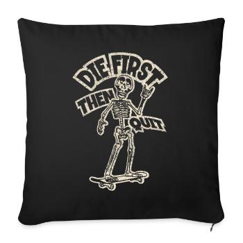 Anime Skeleton avec Skateboard | N’abandonnez jamais! - Housse de coussin décorative 45 x 45 cm - noir - Devant