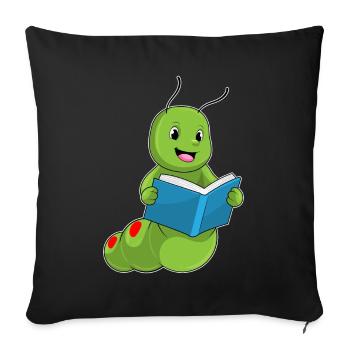 Livre de nerds chenilles - Housse de coussin décorative 45 x 45 cm - noir - Devant