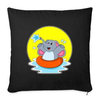 Elephant Swimming Swimming Ring Summer - Sofa pillowcase 17,3'' x 17,3'' (45 x 45 cm) - black - Front