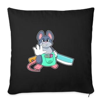 Maus Friseur Rasiermesser - Sofakissenbezug 45 x 45 cm - Schwarz - Vorne