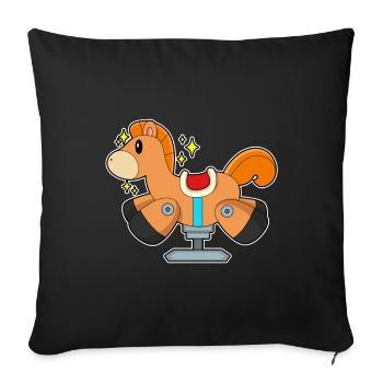 Un joli cheval à bascule - Housse de coussin décorative 45 x 45 cm - noir - Devant