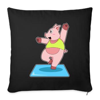 Gymnastique de fitness Yoga des cochons - Housse de coussin décorative 45 x 45 cm - noir - Devant