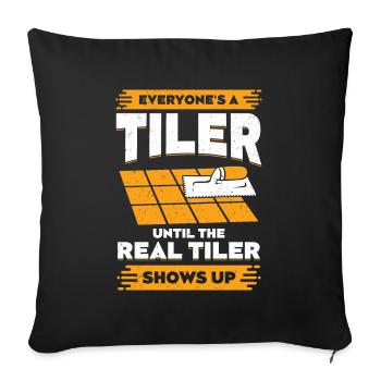 Funny Tiler Profession PlateLayer Gift - Sofa pillowcase 17,3'' x 17,3'' (45 x 45 cm) - black - Front