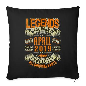 Légende d’anniversaire d’avril 2019 - Housse de coussin décorative 45 x 45 cm - noir - Devant