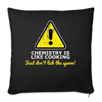 Chimie cuisson cuillère lécher danger - Housse de coussin décorative 45 x 45 cm - noir - Devant