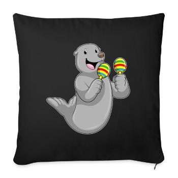 Musique de cliquetis de Musicien de phoques - Housse de coussin décorative 45 x 45 cm - noir - Devant